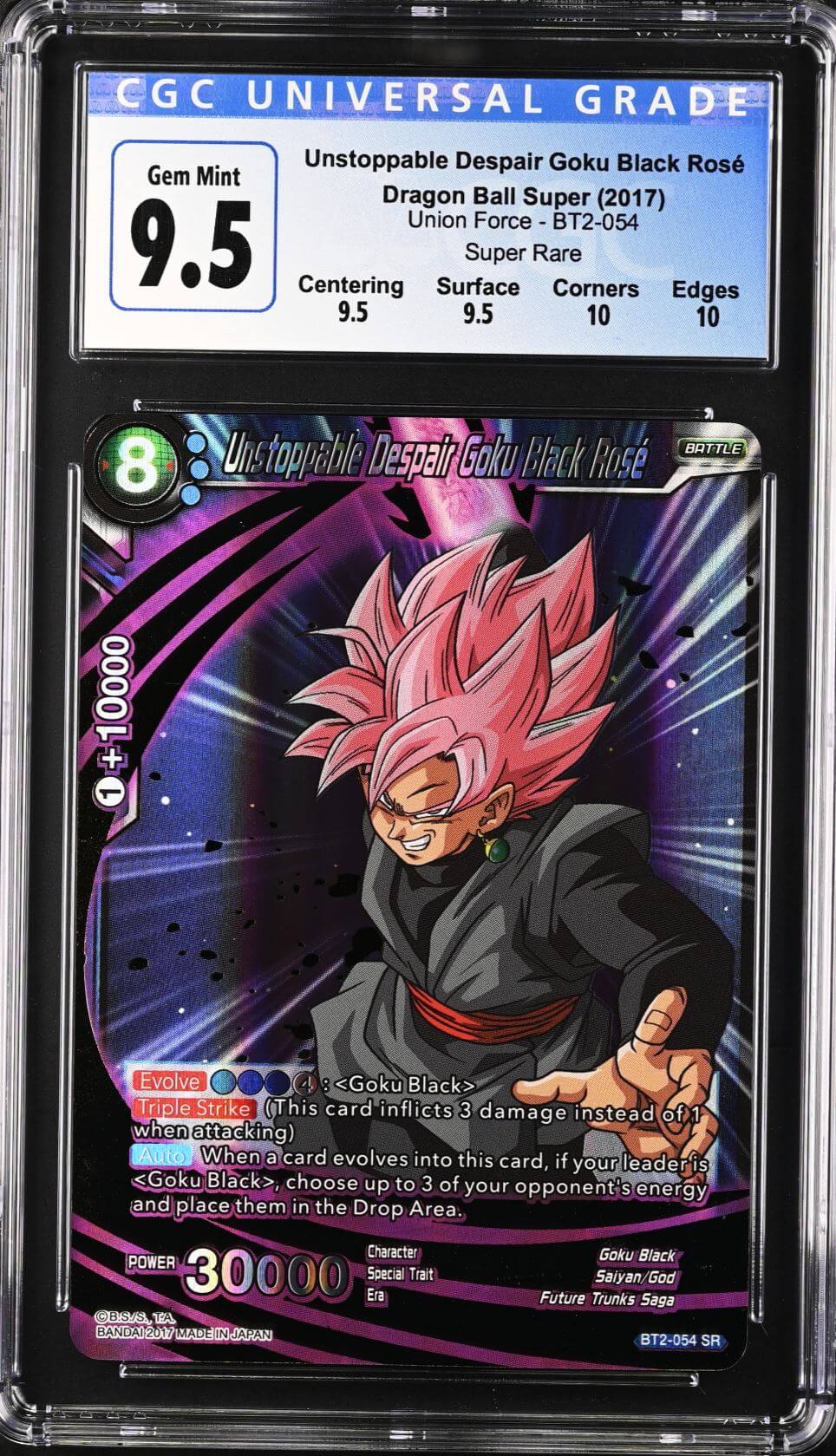 CGC 9.5 - DBS - Unstoppable Despair Goku Black Rose - Union Force - BT2-054